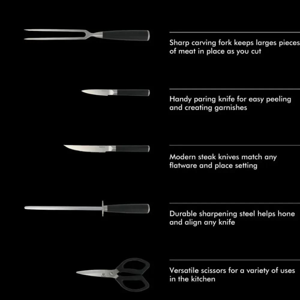 Babish High Carbon German Steel 15-PC Full Tang Forged Cutlery‎ Blick Set
